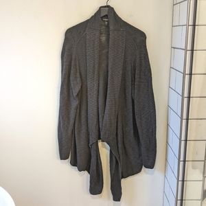Eileen Fisher Dark Brown Drape Front Organic Cotton Cardigan With Flaw